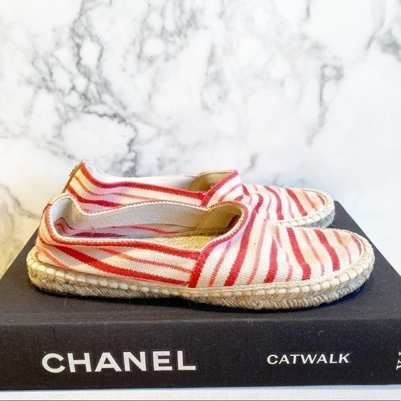 𝅺tory Burch Pink and red Striped Espadrilles - Picture 2 of 10